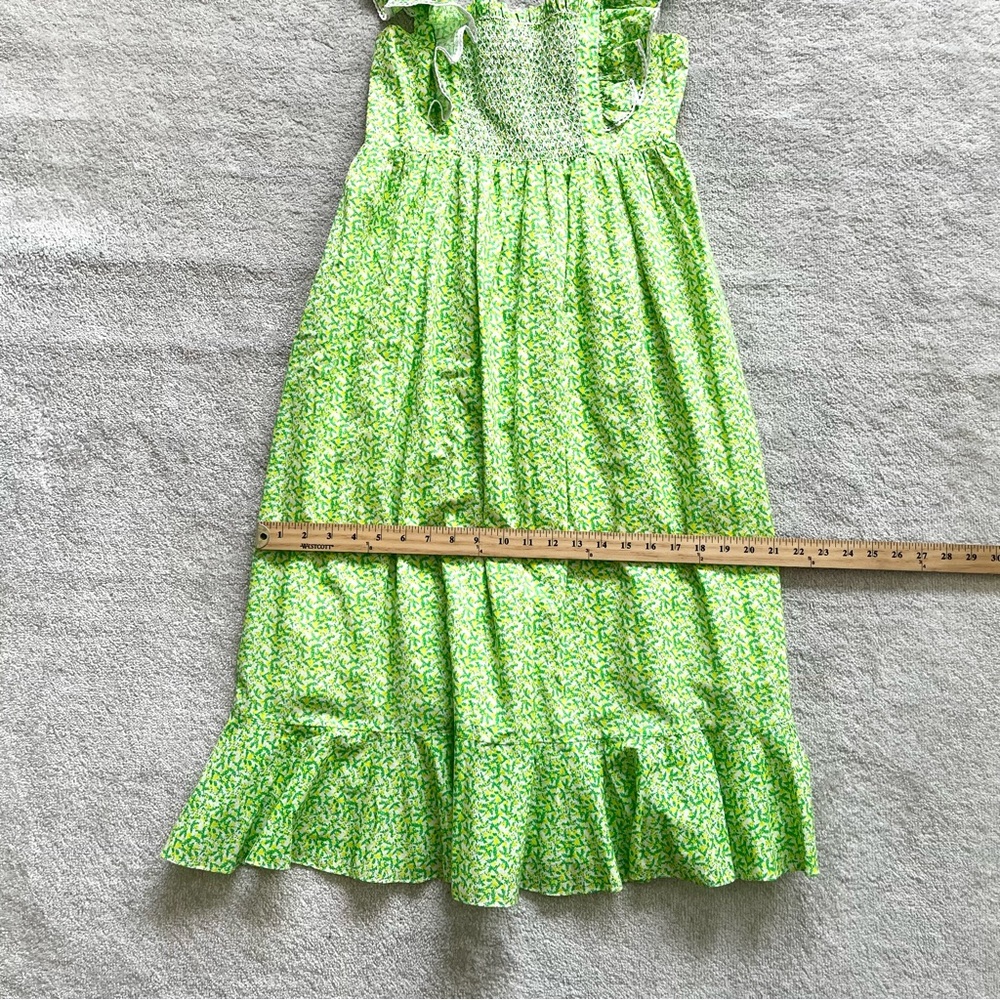 TUCKERNUCK DITSY FLORAL RUFFLE SLEEVE SMOCKED CHEST MIDI DRESS SIZE SMALL - Picture 8 of 10